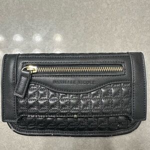 Danielle Nicole Black Leather Clutch with Gold Accents